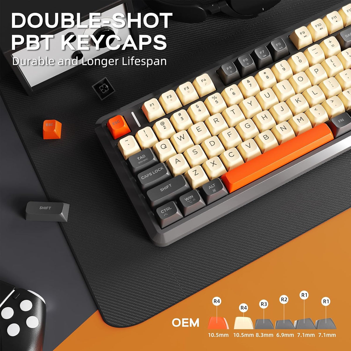 Free wolf M75 Wireless Gaming Keyboard Mechanical Feel Membrane - Dark Grey