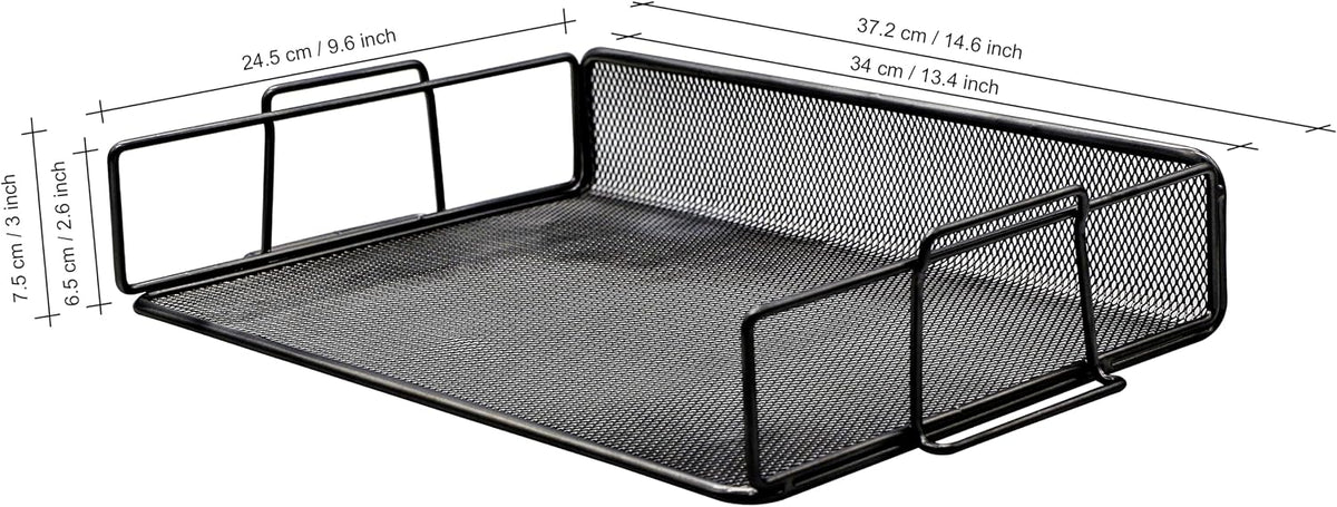 Exerz Letter Trays 4pcs Black Paper Sorters Stackable, 4 Tiers File Trays, De...