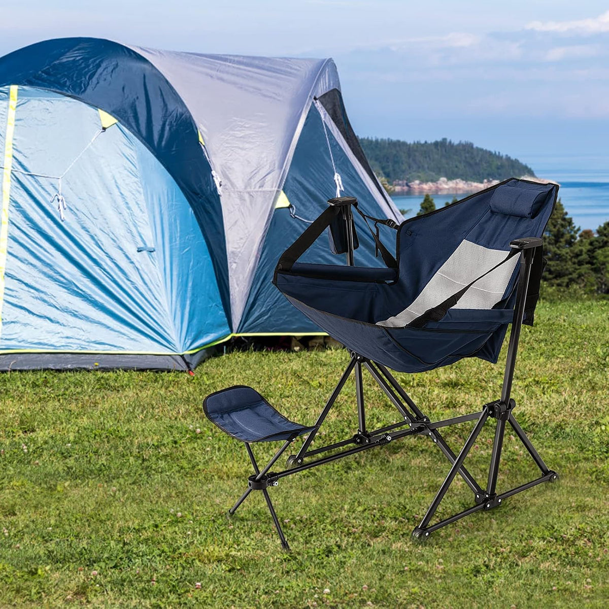 KOTEK Hammock Chair, Portable Camping Chair with Retractable Footrest, Adjust...
