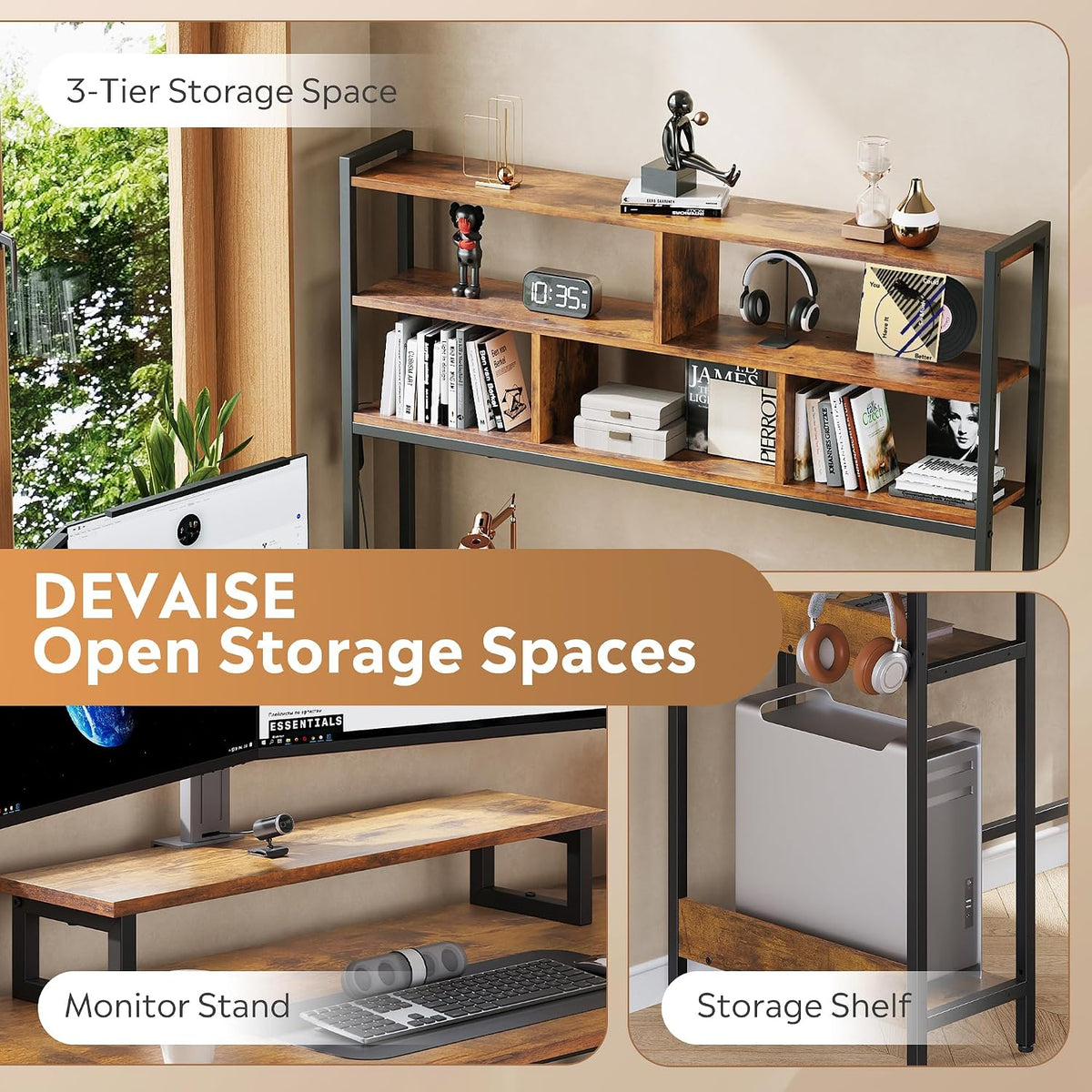 DEVAISE 60 Inch L Shaped Gaming Desk with Drawers and Storage, Corner Desk wi...