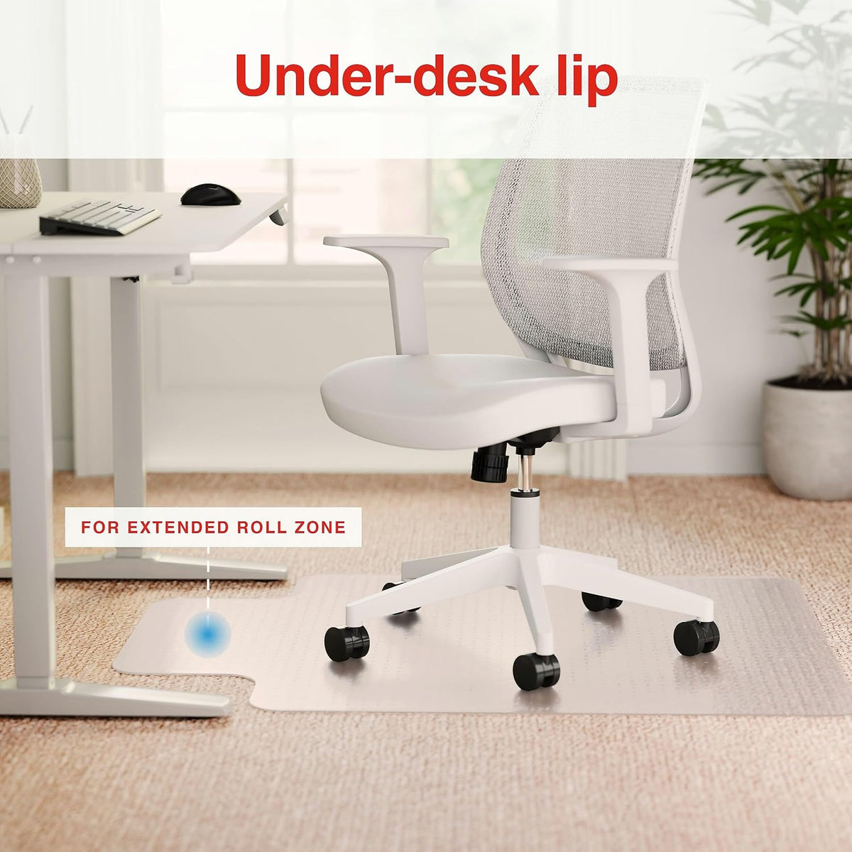 Staples Chair Mat for Low-Pile Carpet with Lip, Clear, 53" x 45"