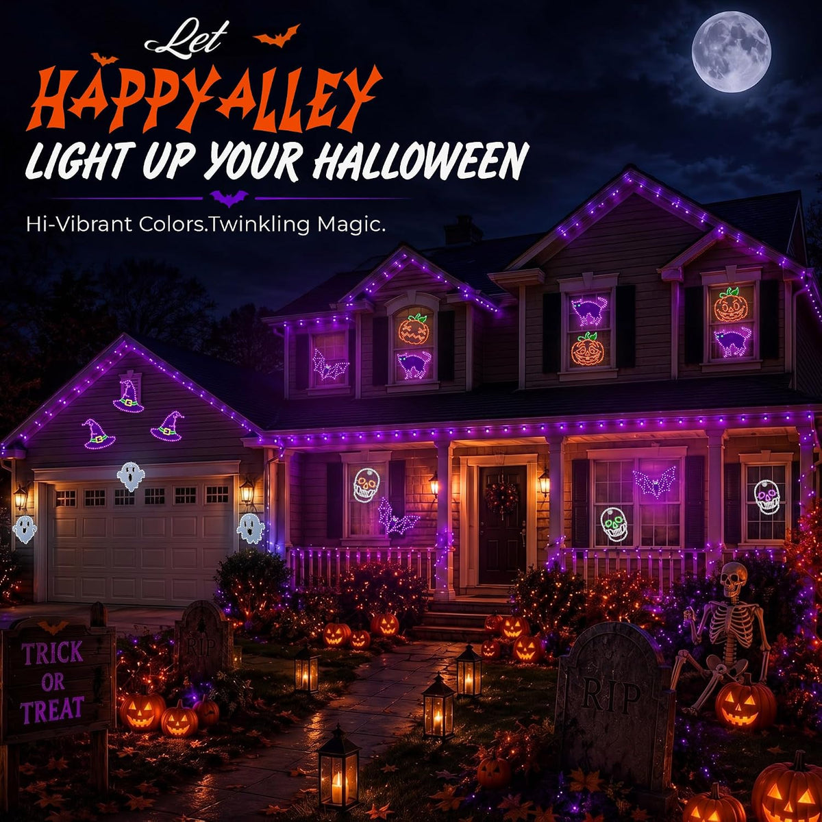3 Pack 10" Halloween Classics Twinkling LED Pumpkins, Hi-Vibrant Aluminu...