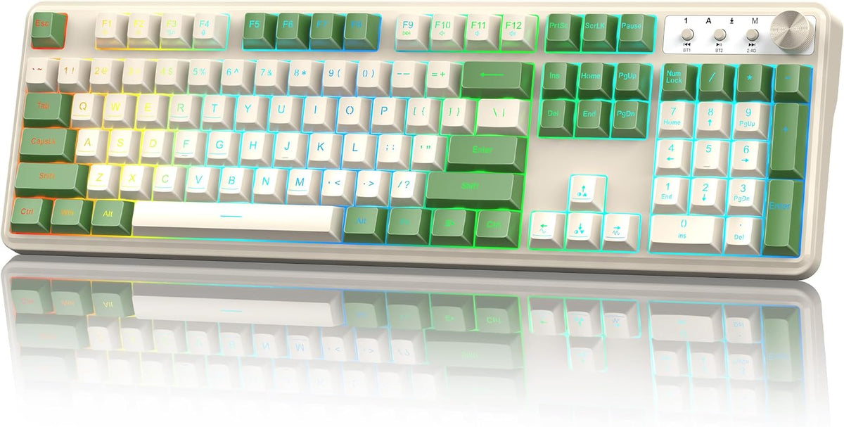 Redragon RM104 Wireless Gaming Keyboard with Knob, Tri-Mode BT/2.4G/USB-C RGB...