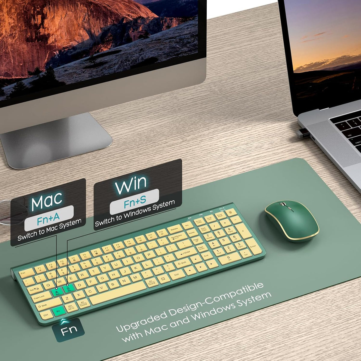 JOYACCESS Wireless Keyboard and Mouse Combo,2.4G Ergonomic Typewriter Keyboar...