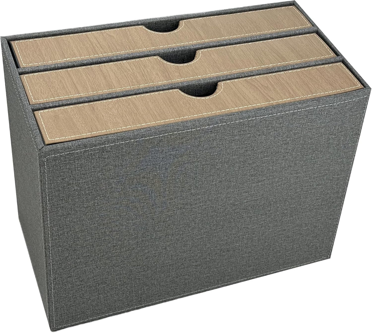 3-Drawer Leather Desk Organizer with A4 File Holder-Stackable Modular Storage...