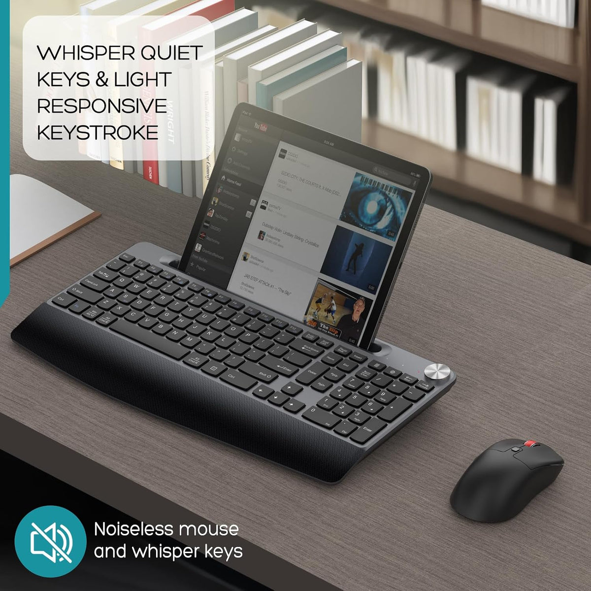 GAMCATZ Ergonomic Wireless Keyboard and Mouse with Wrist Rest,Phone Holder - ...