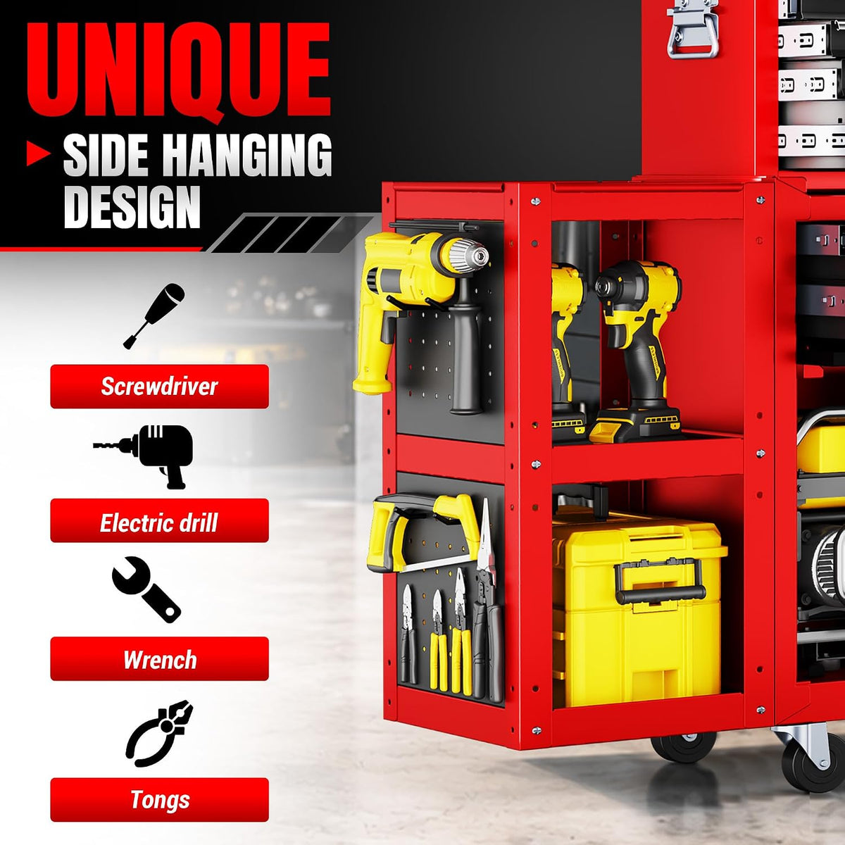 LDHTHOPI 8-Drawer Rolling Tool Chest, 3-in-1 Modular Tool Box