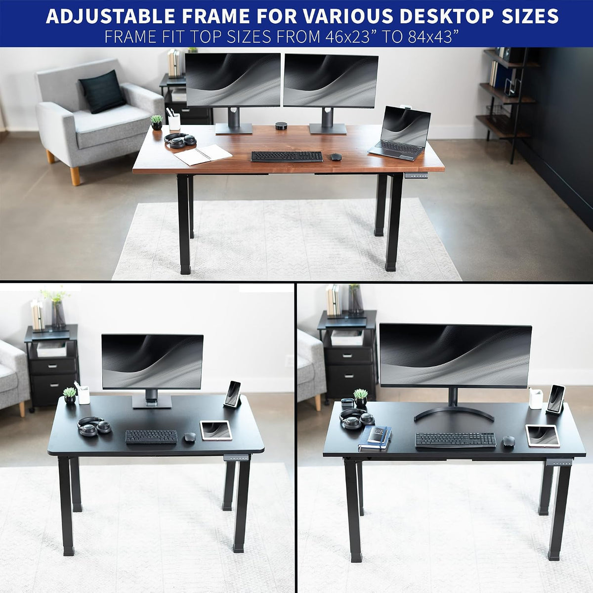 VIVO White 4-Leg Dual Motor Standing Desk Frame, DESK-E4W
