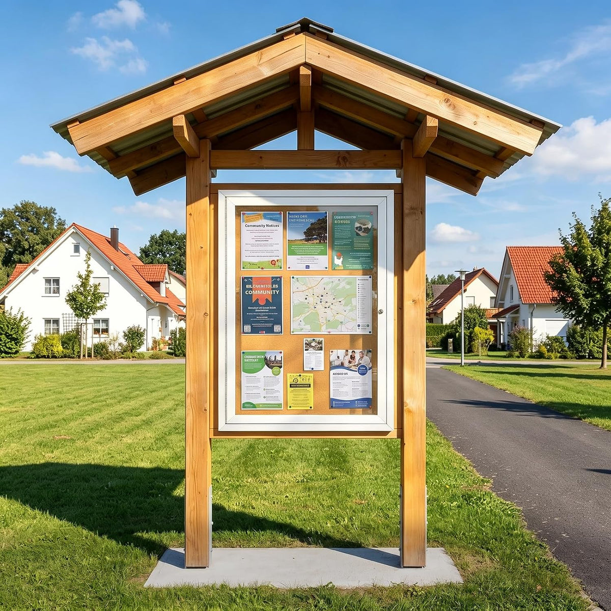 36x24 in Outdoor Bulletin Board Weatherproof Display Corkboard, Silver
