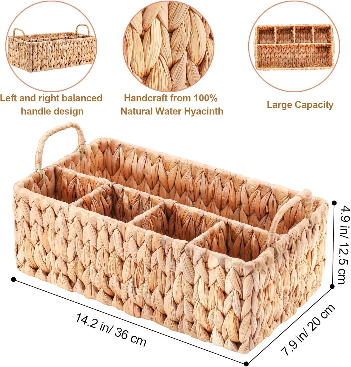 Wicker Party Silverware Caddy, Water Hyacinth Plastic Cutlery Utensil Holder,...