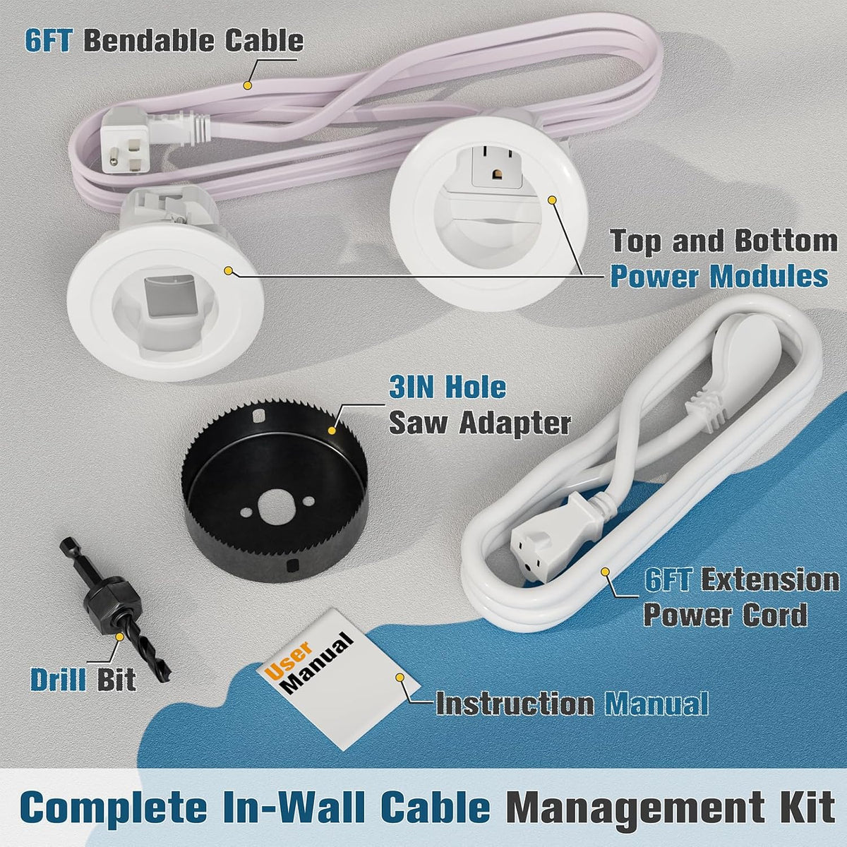 in Wall Cable Management Kit, Power & Low Voltage Wire Organizer with Hol...