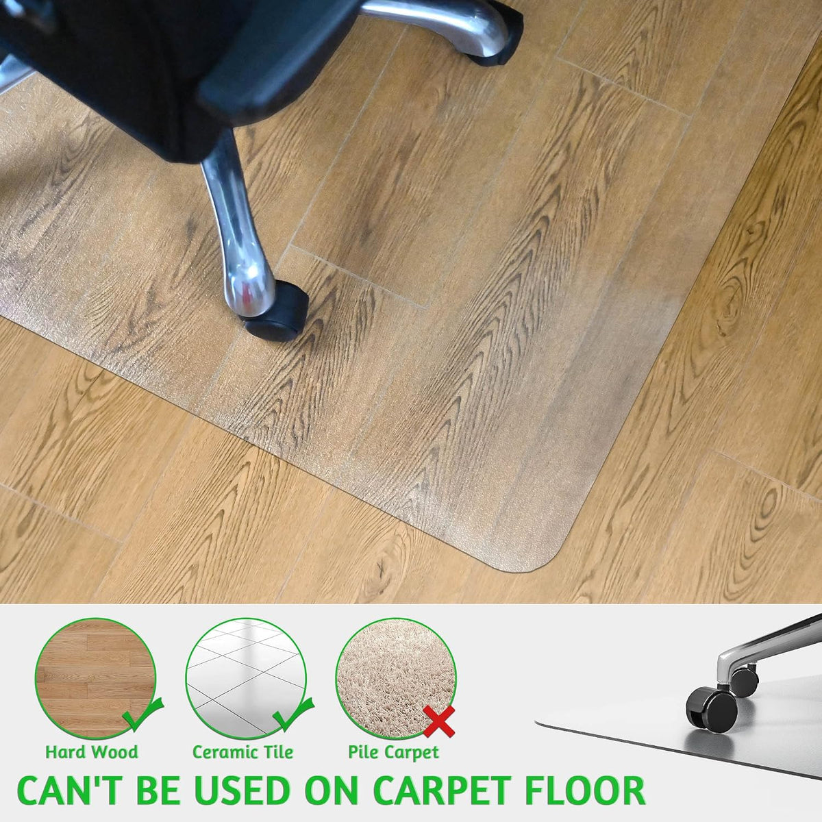100pointONE Office Chair Mat- 46" x 60" Clear Floor Protector Mat f...