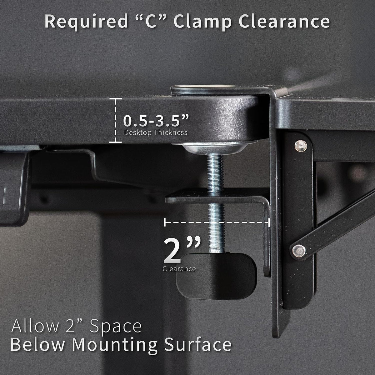 VIVO Black Clamp-on 36 x 12 in Desk Extender, DESK-EXT36
