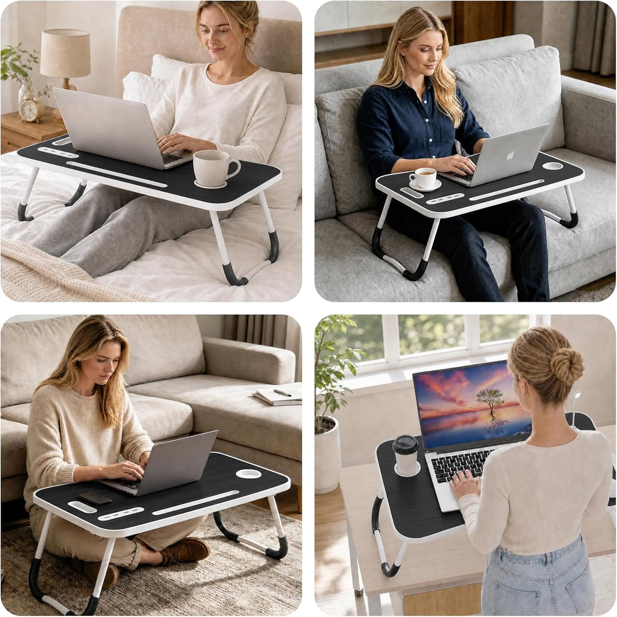 Lap Desk for Laptop Tray, Foldable Laptop Bed Desk with Storage Drawer