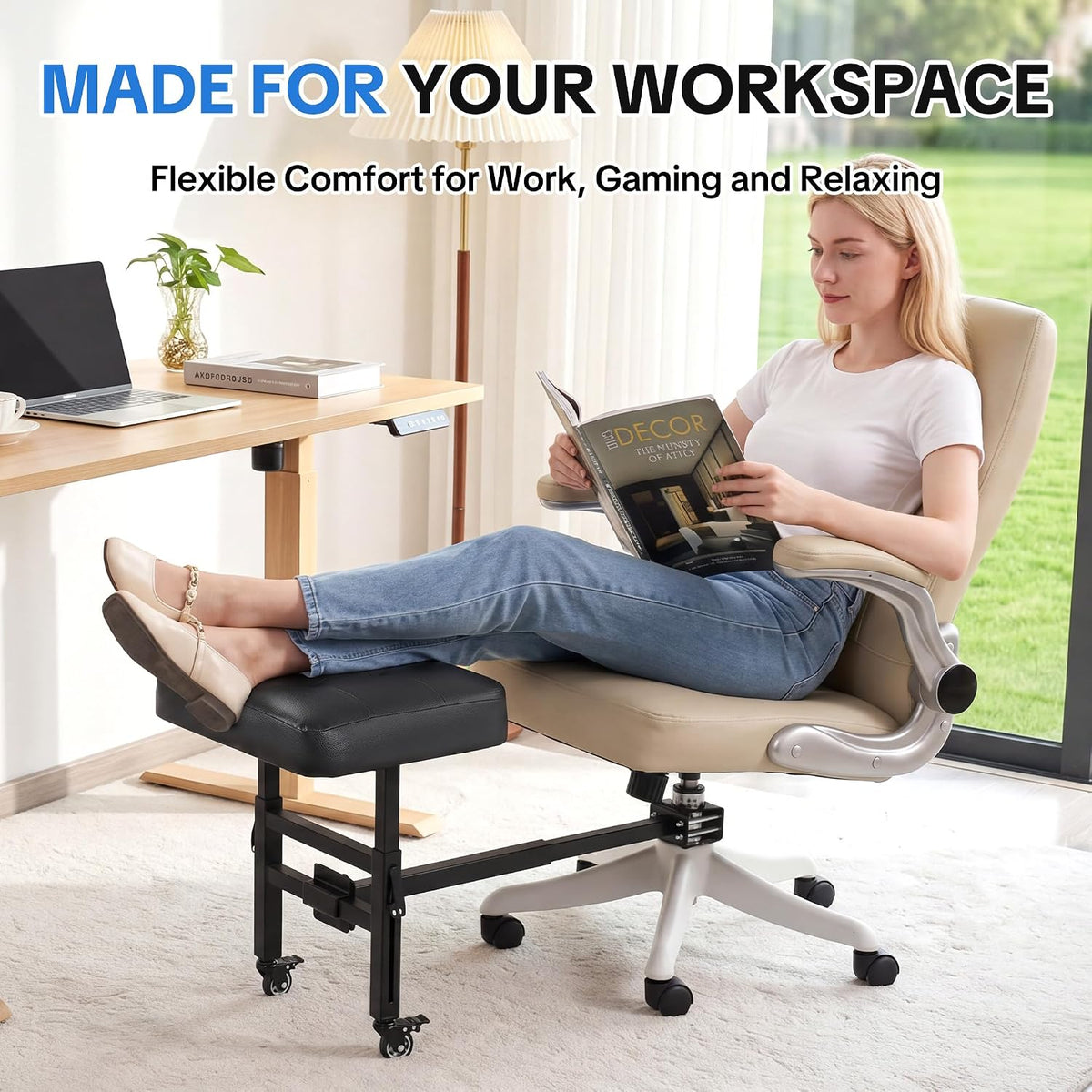 BALAPET Office Chair Footrest Attachment, Adjustable Height & Distance
