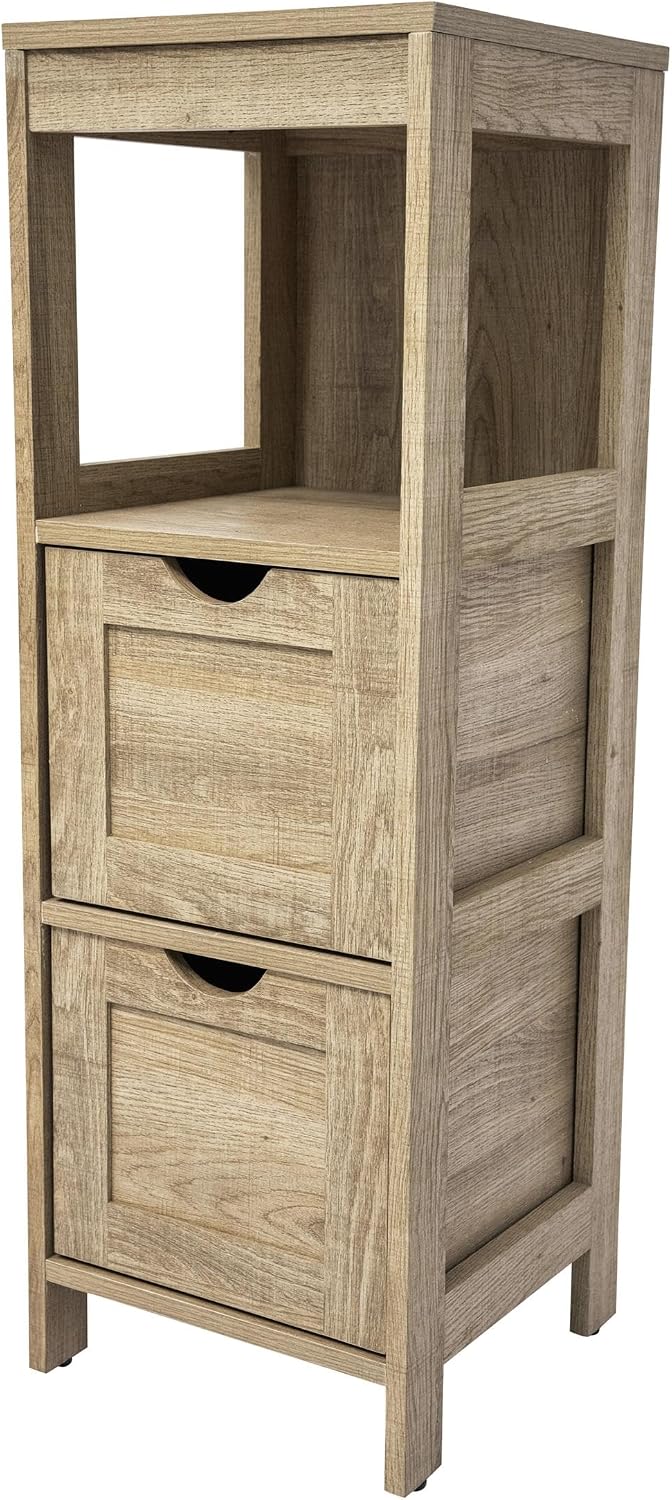 Flash Furniture Bathroom Organizer with Two Removable Drawers, Brown