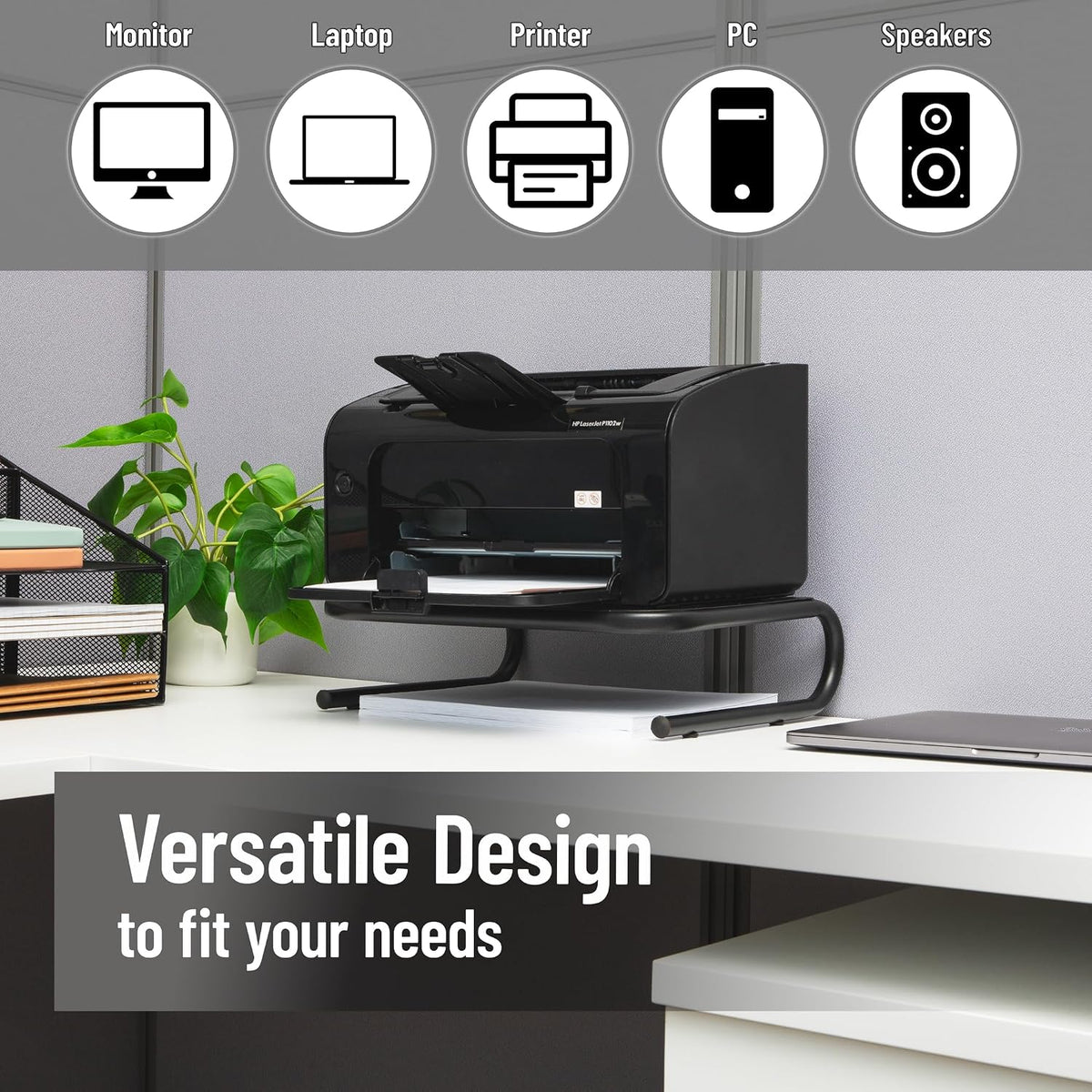 Mind Reader Monitor Stand, Ventilated Laptop Riser, Desktop Organizer, Metal,...