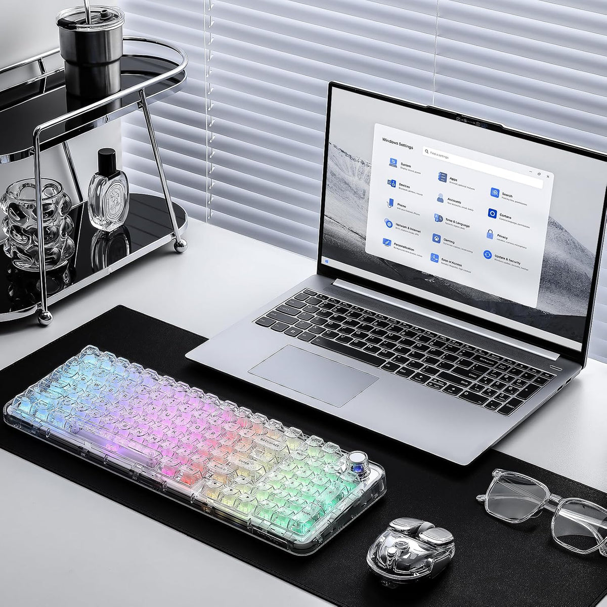 YUNZII X98 Clear Wireless Mechanical Keyboard with Knob (White,Snow Switch)
