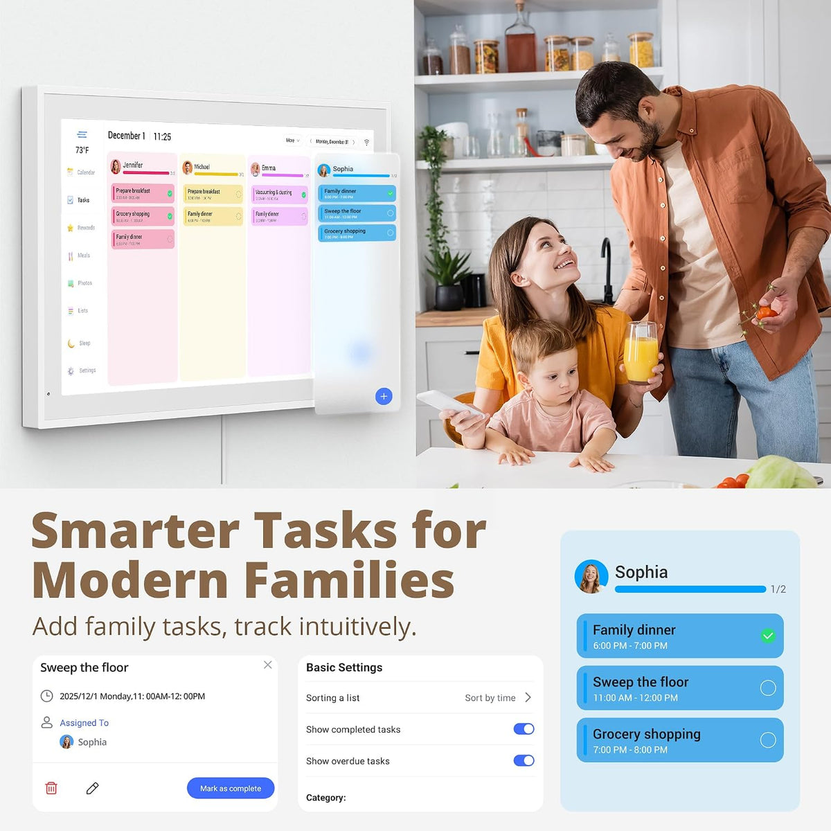 Digital Calendar 21", Electronic Family Chore Planner Wall Desk Touchscreen