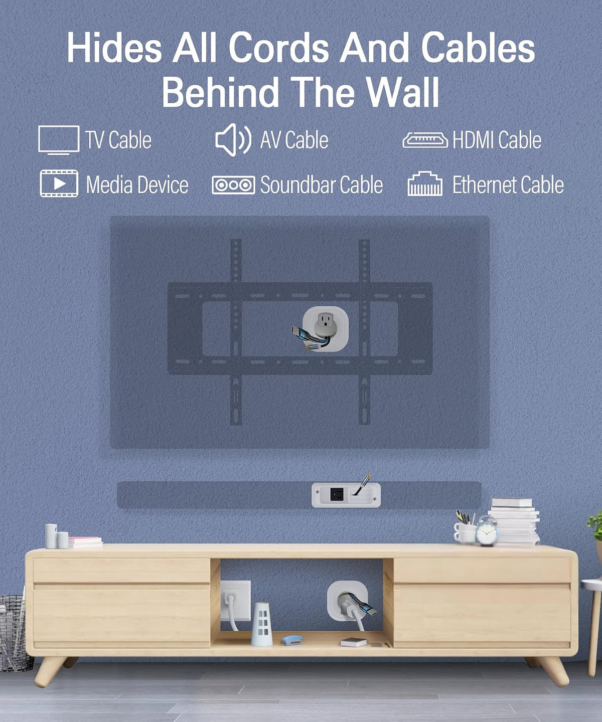 in Wall Cable Management Kit for Mounted TV & Soundbar - Cord Hider For W...