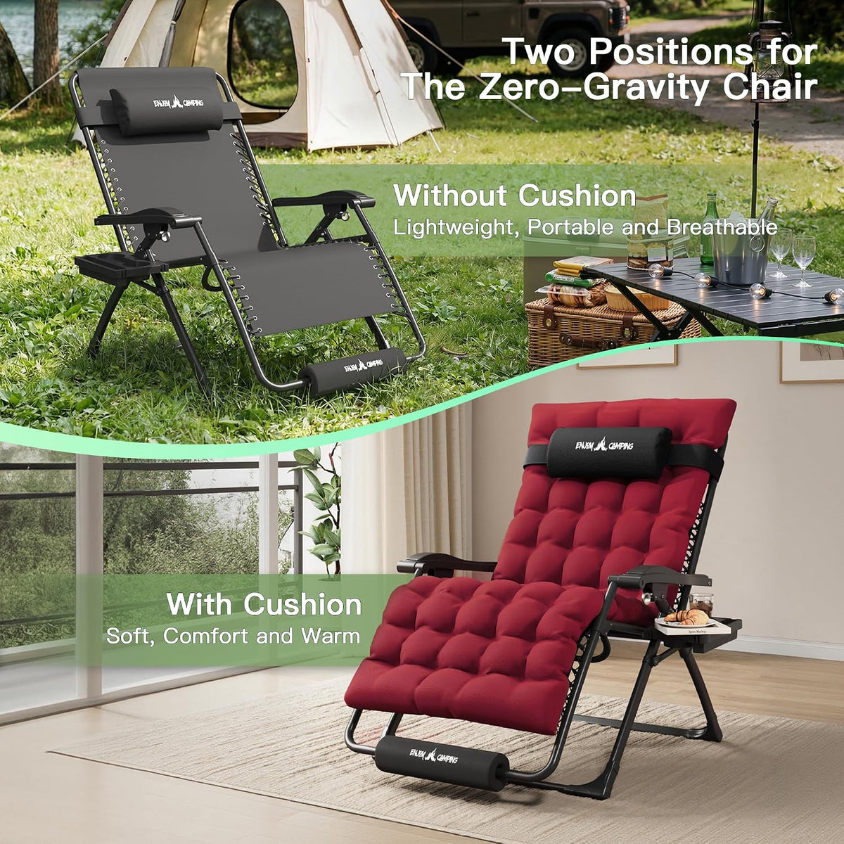 Oversized Zero Gravity Chair Folding Reclining Padded Patio Lounge Chairs