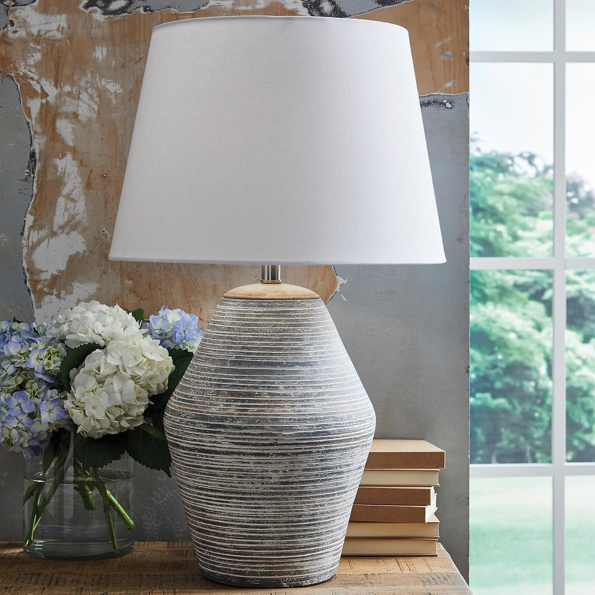 Signature Design by Ashley 1-Piece Table Lamp, Blue Terracotta