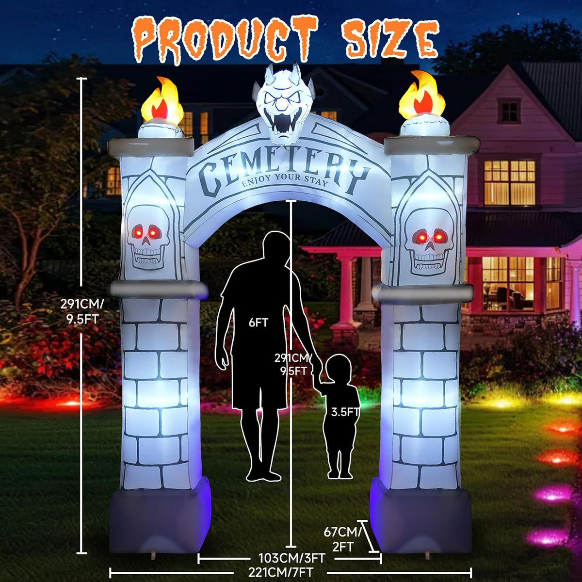 9.5FT Halloween Inflatable Archway, Giant Blow up Arch Yard Decorations with ...