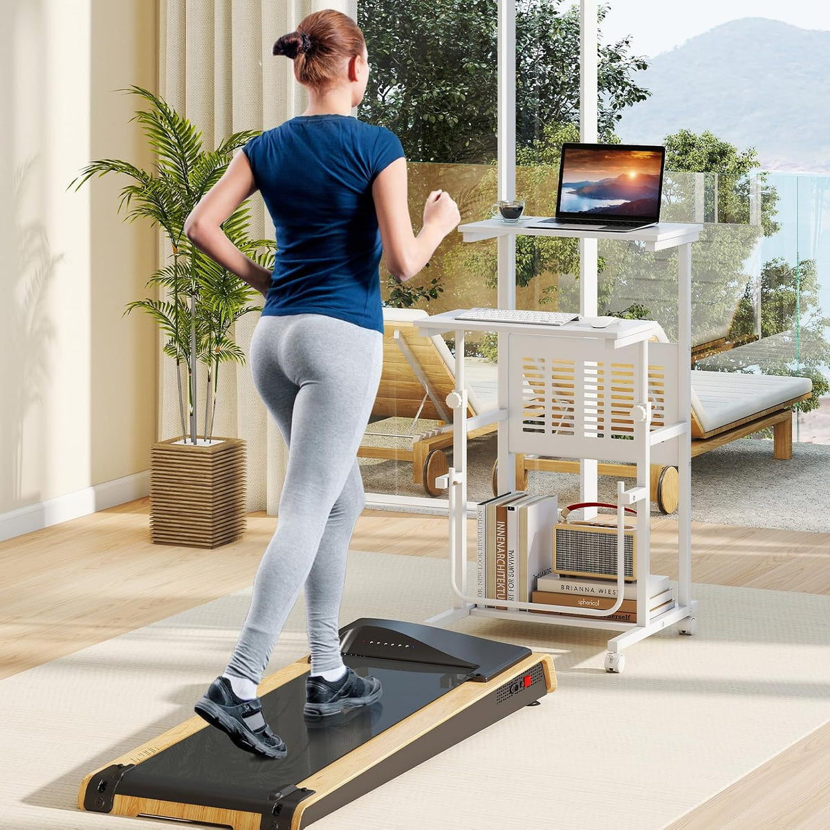 Tangkula Adjustable Standing Desk, Mobile Rolling Computer Desk with Storage ...