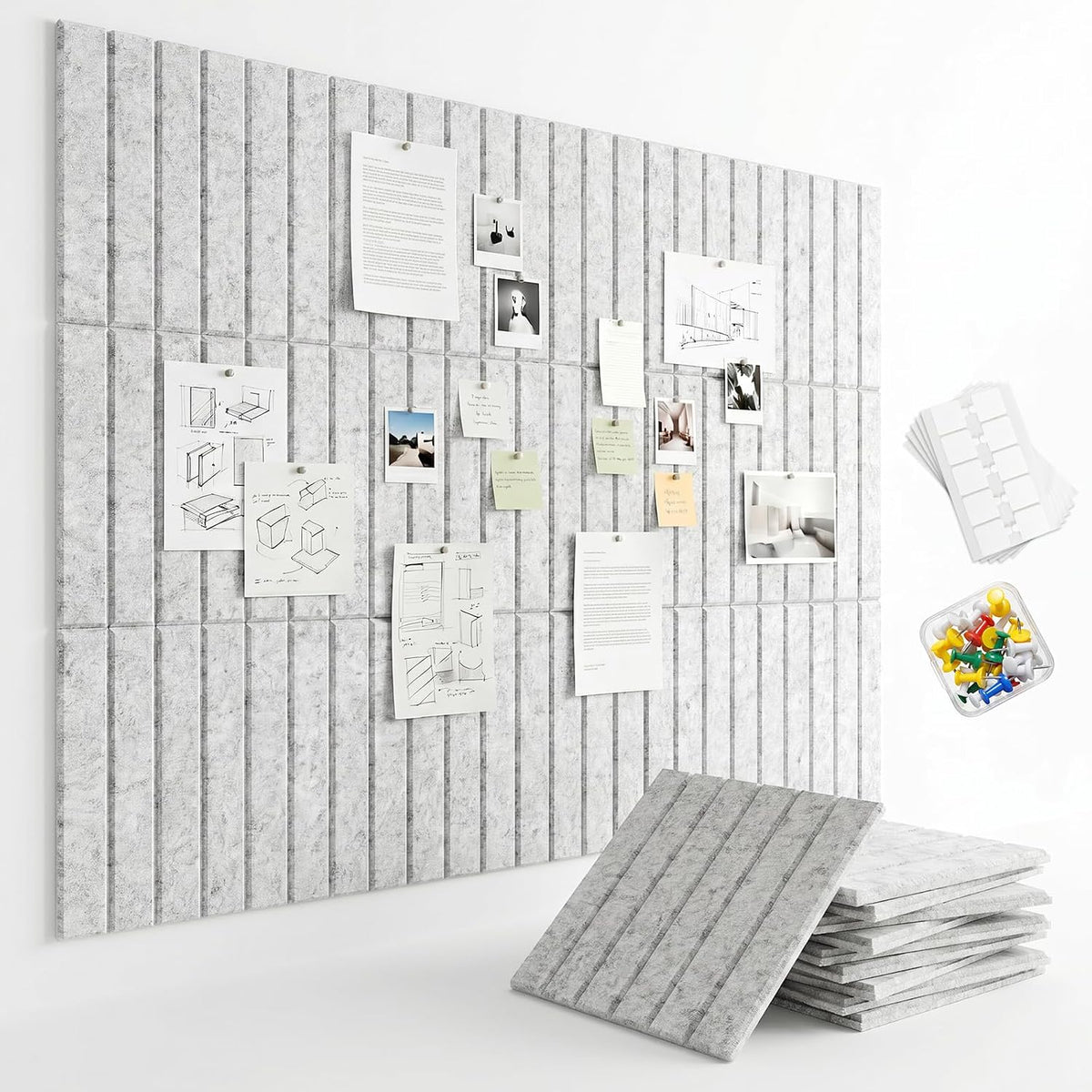 Felt Bulletin Board Tiles 48x36 12 Pack Sound Absorbing Wall Panels