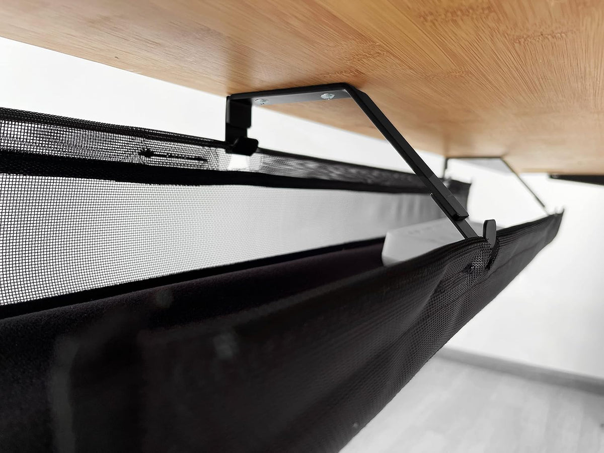 Under Desk 35 Inch Mesh Fabric Cable Management Tray, Power Cable Holder, Cor...