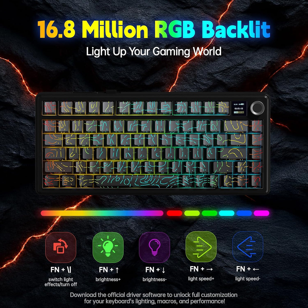 LEOBOG x Aula F75 MAX Wireless Gaming Keyboard w/Smart Display & Knob,75%...