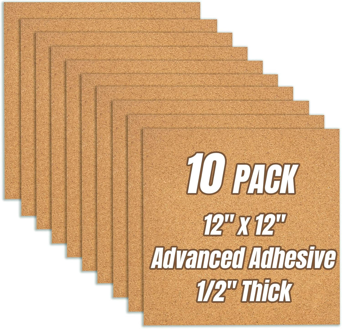 Cork Board Tiles 12"x12" - 1/2" Thick 10 Pack Cork Board Squar...