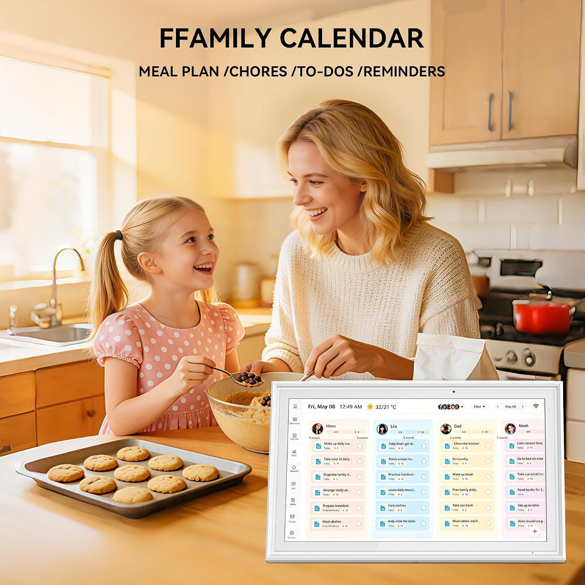 15.6 Inch Digital Calendar, Digital Calendar Wall Touch Screen, Electronic Ch...