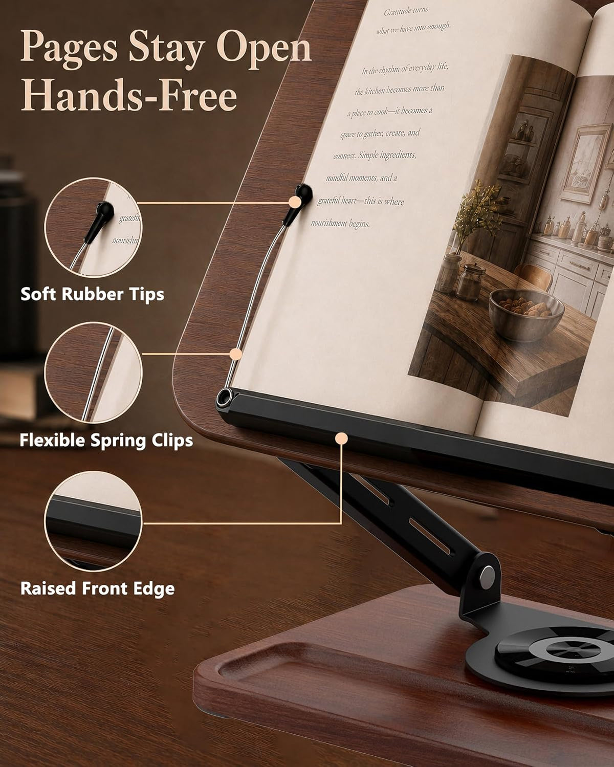 Adjustable Book Stand, Book Holders for Reading Hands Free