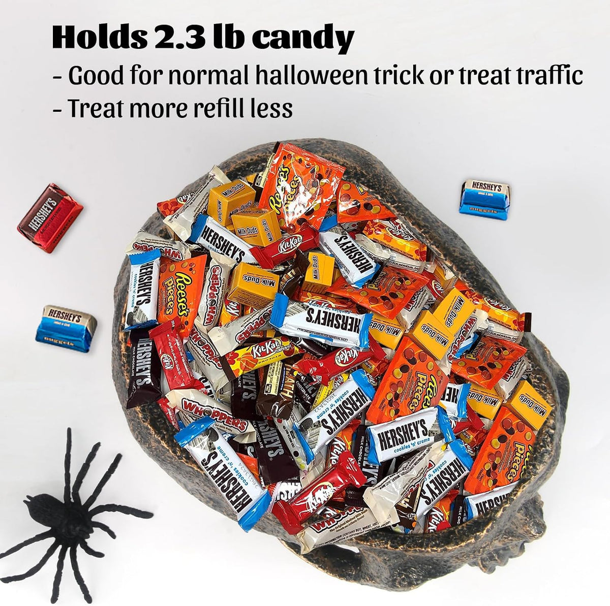 GameXcel Halloween Skull Candy Bowl - 6.5" Large Candy Dish Holder