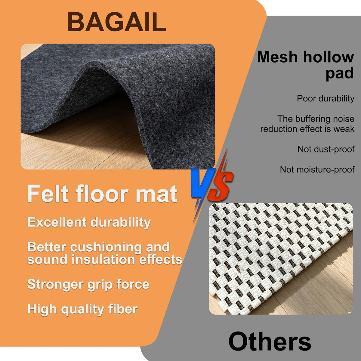 Felt Rug Pad - 1/2 4x6 Foot Extra Large Area Liner for All Floors and Trims, ...