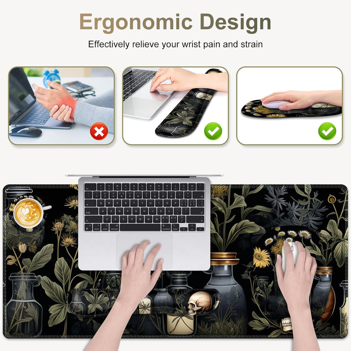 Large Mouse Pad with Wrist Support 4 in1 Set, XXL Big Game Mousepad + Keyboar...