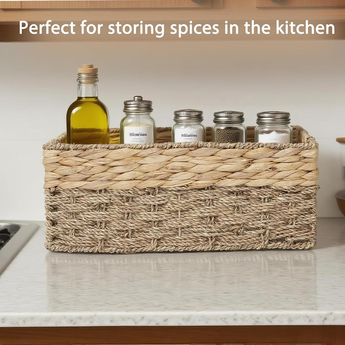 Handwoven Water Hyacinth Wicker Baskets for Organization(Medium)