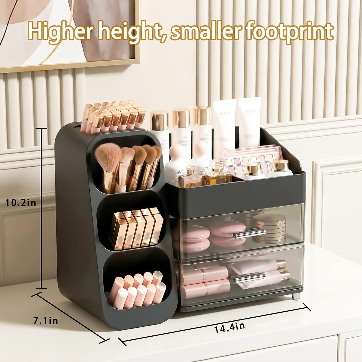 Large Capacity Makeup Organizer Countertop with Makeup Brush Holder for Vanit...