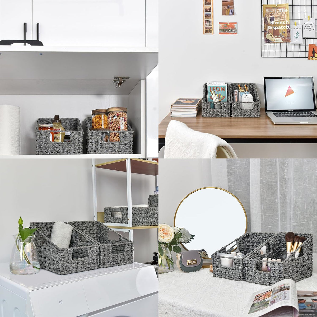 GRANNY SAYS Wicker Basket with Handles, Shelf Baskets for Organizing