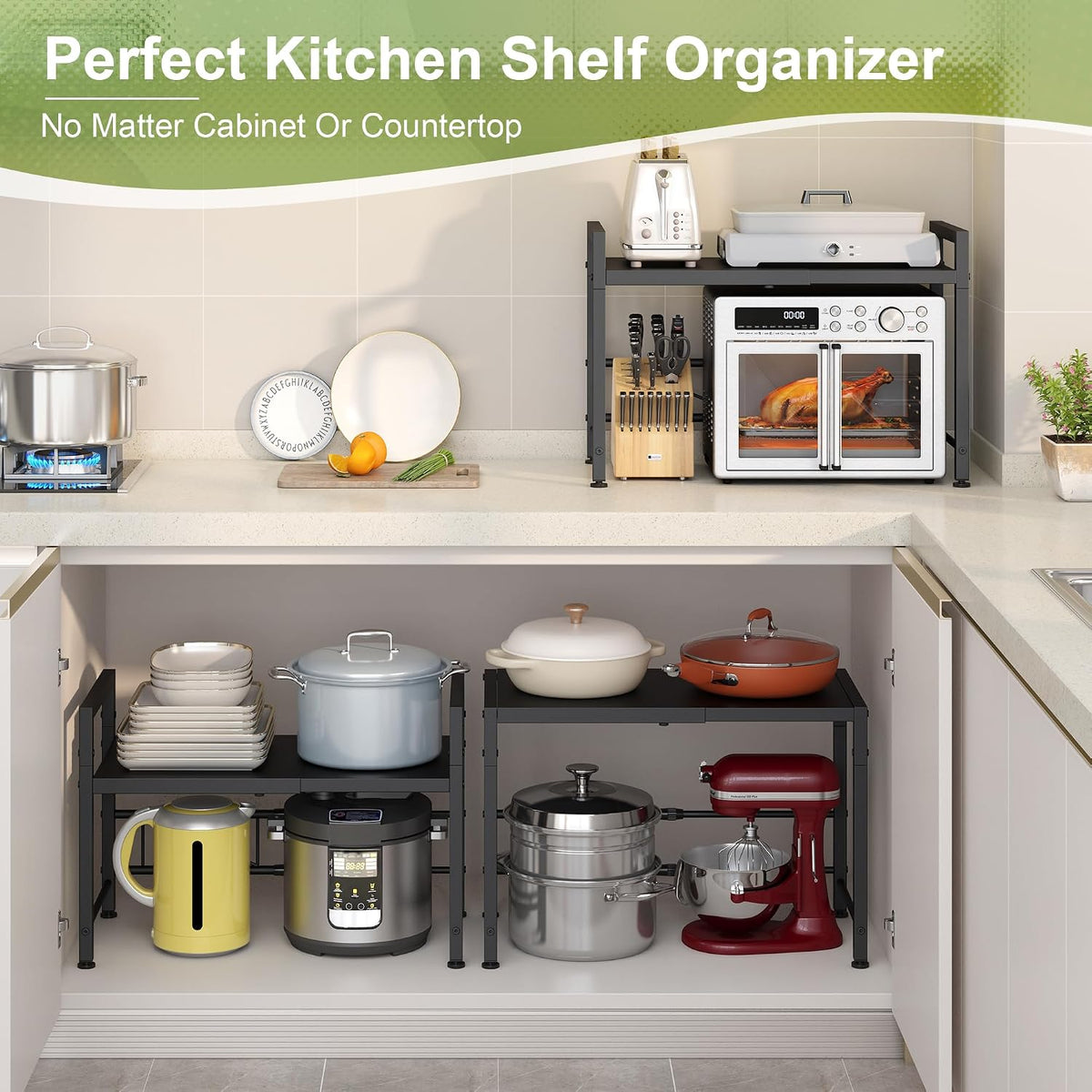 Expandable-Metal-Storage-Shelves-For-Pantry Kitchen Garage, 120lbs Heavy Duty...