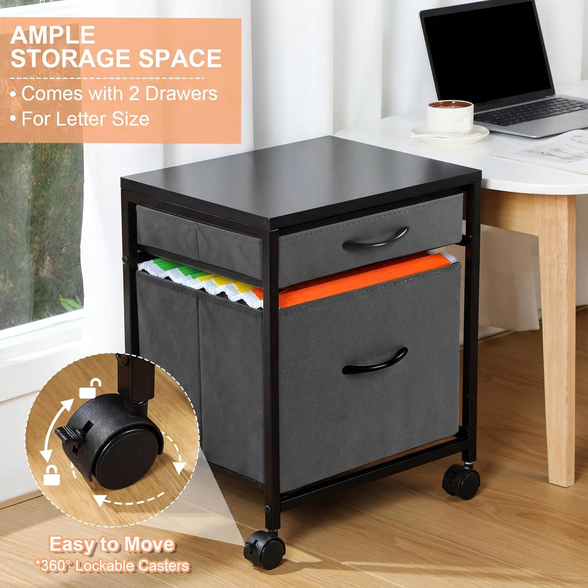 AceOrbit Back to School Rolling File Cabinet Printer Stand,Gray