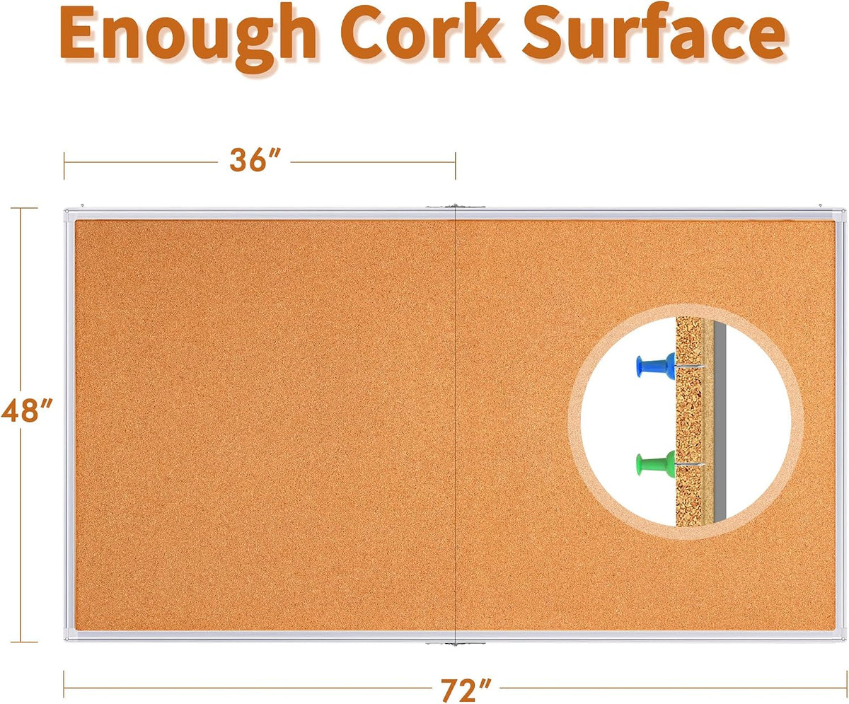 Maxtek Cork Board 72 x 48 in, Large Bulletin Board for Wall Aluminum Framed