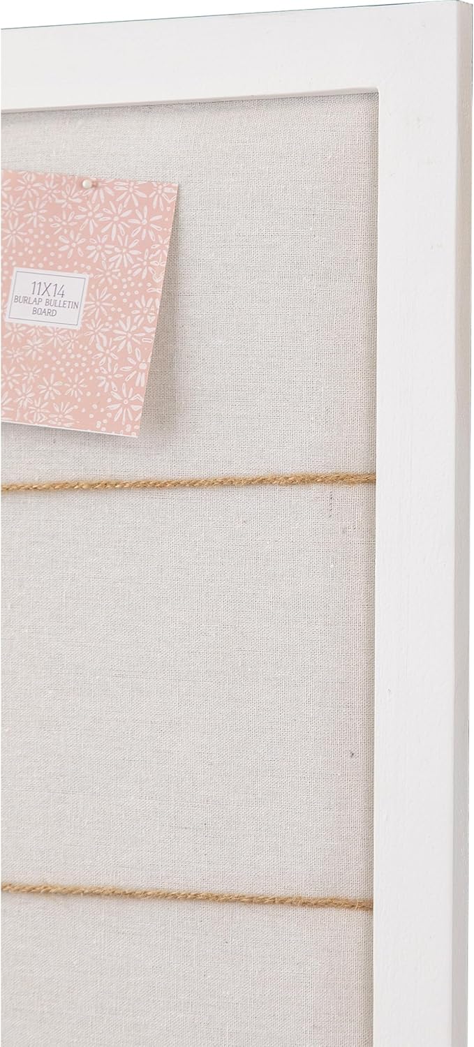SOFE Large White Linen Bulletin Board, 28 x 32 Wood Framed Memo Board