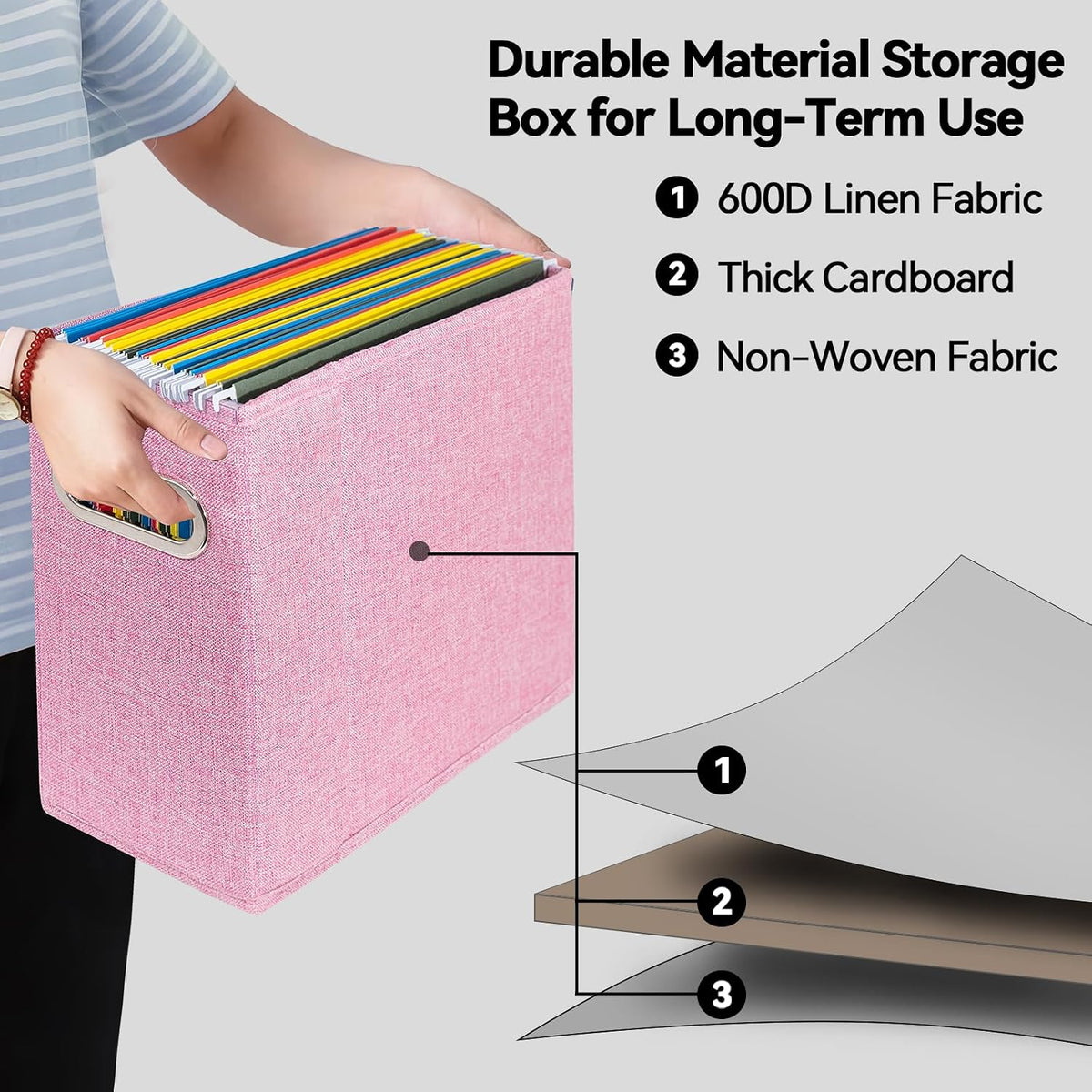 4 Packs Letter Size File Organizer, File Folders Organizer, Fabric Storage Bo...