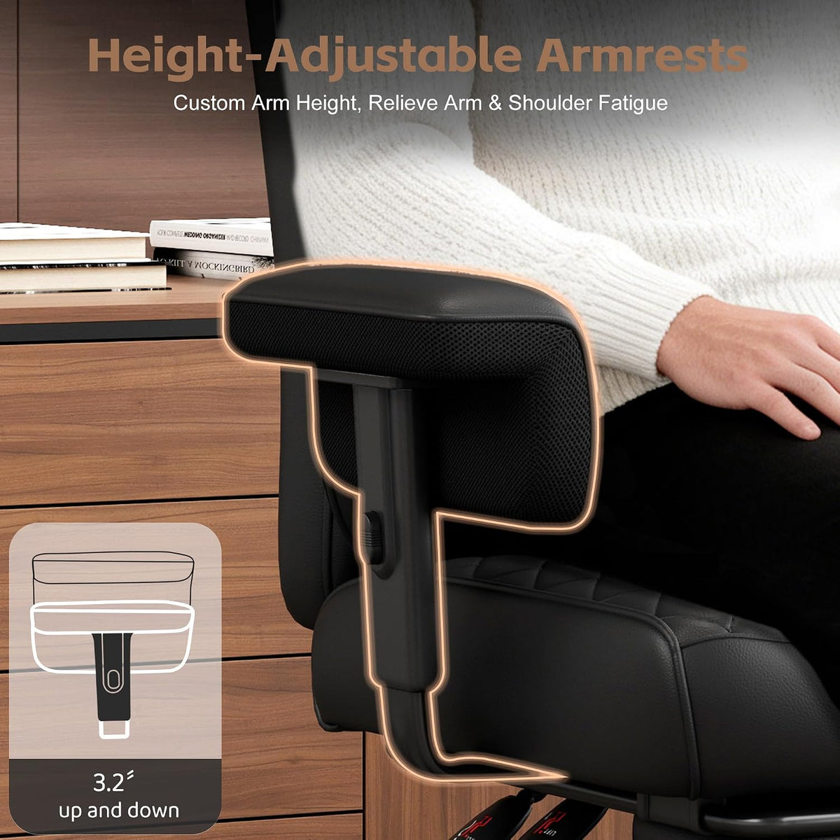 Vonesse Office Chair, Desk Chair with Soft Adjustable Armrests, Ergonomic Hig...
