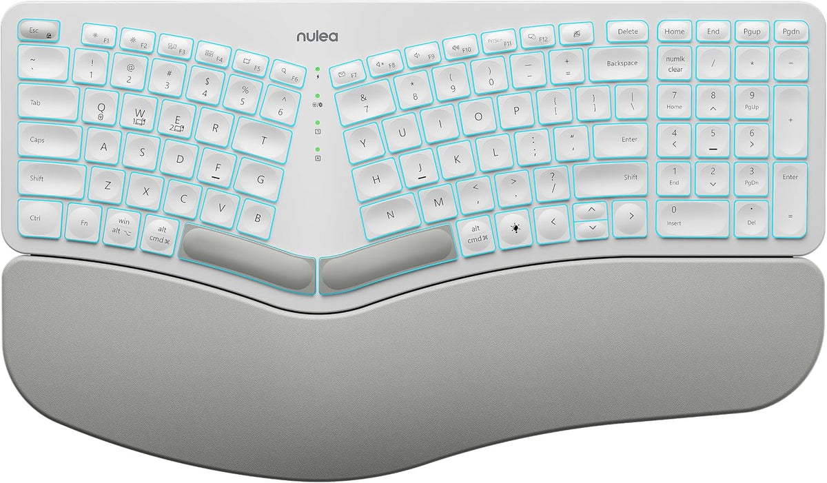 Nulea RT05 Wireless Ergonomic Keyboard, Split Keyboard with Wrist Rest, USB-C...