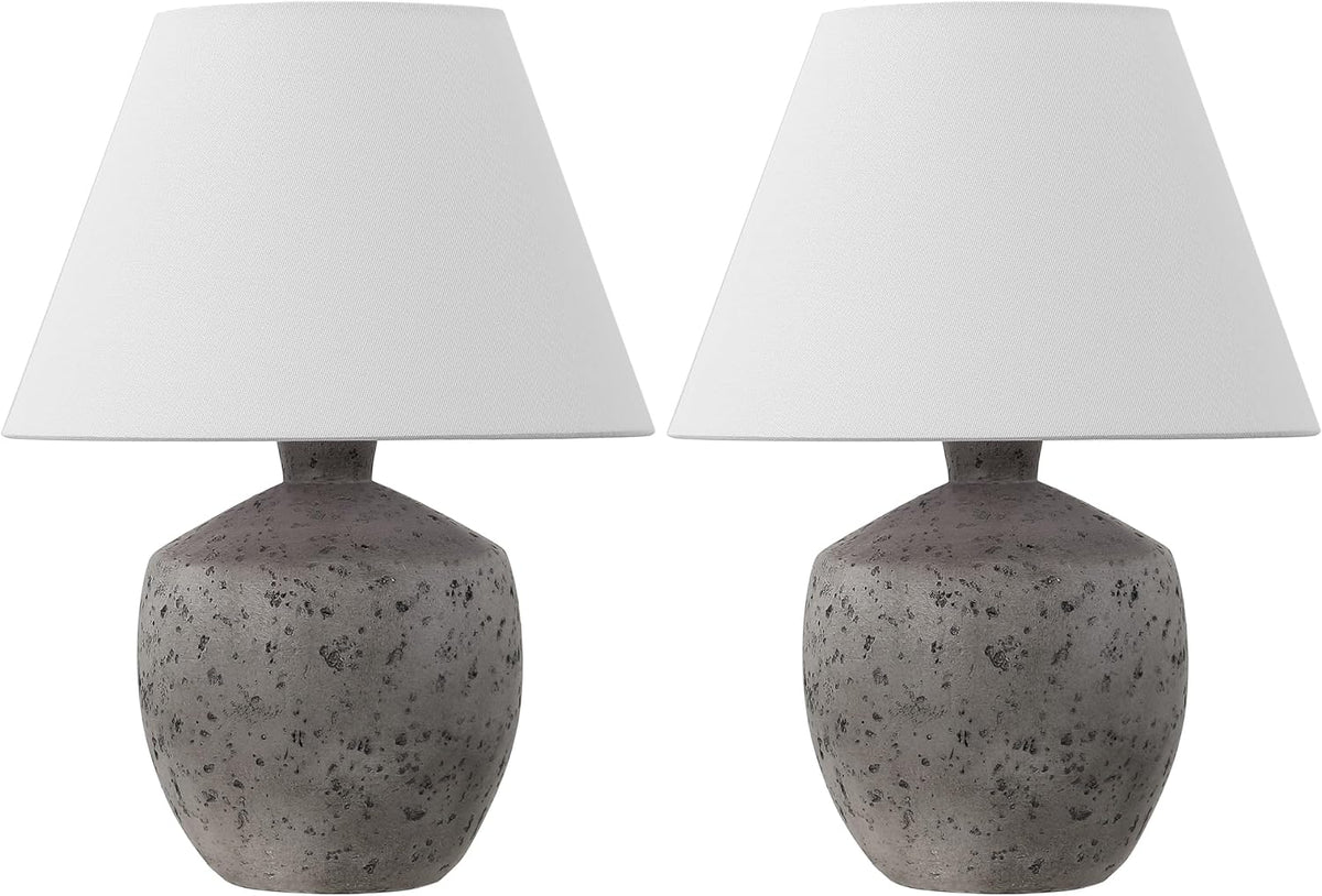 JONATHAN Y Myron 18" Concrete Effect Table Lamp, Antique Gray, Set of 2