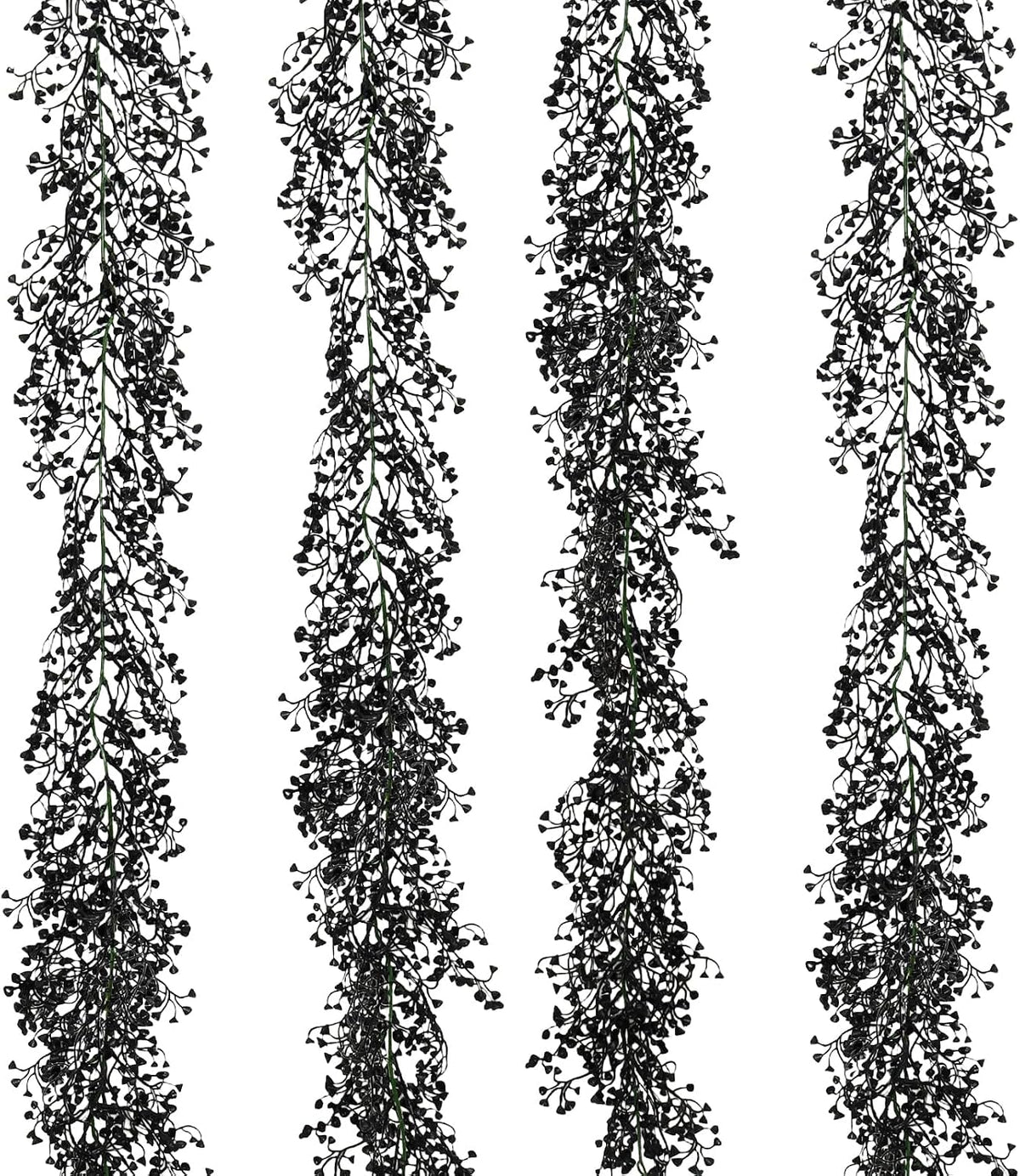 RECUTMS 4Pcs Artificial Black Wisteria Garland 5.6Ft Plastic Halloween Vine