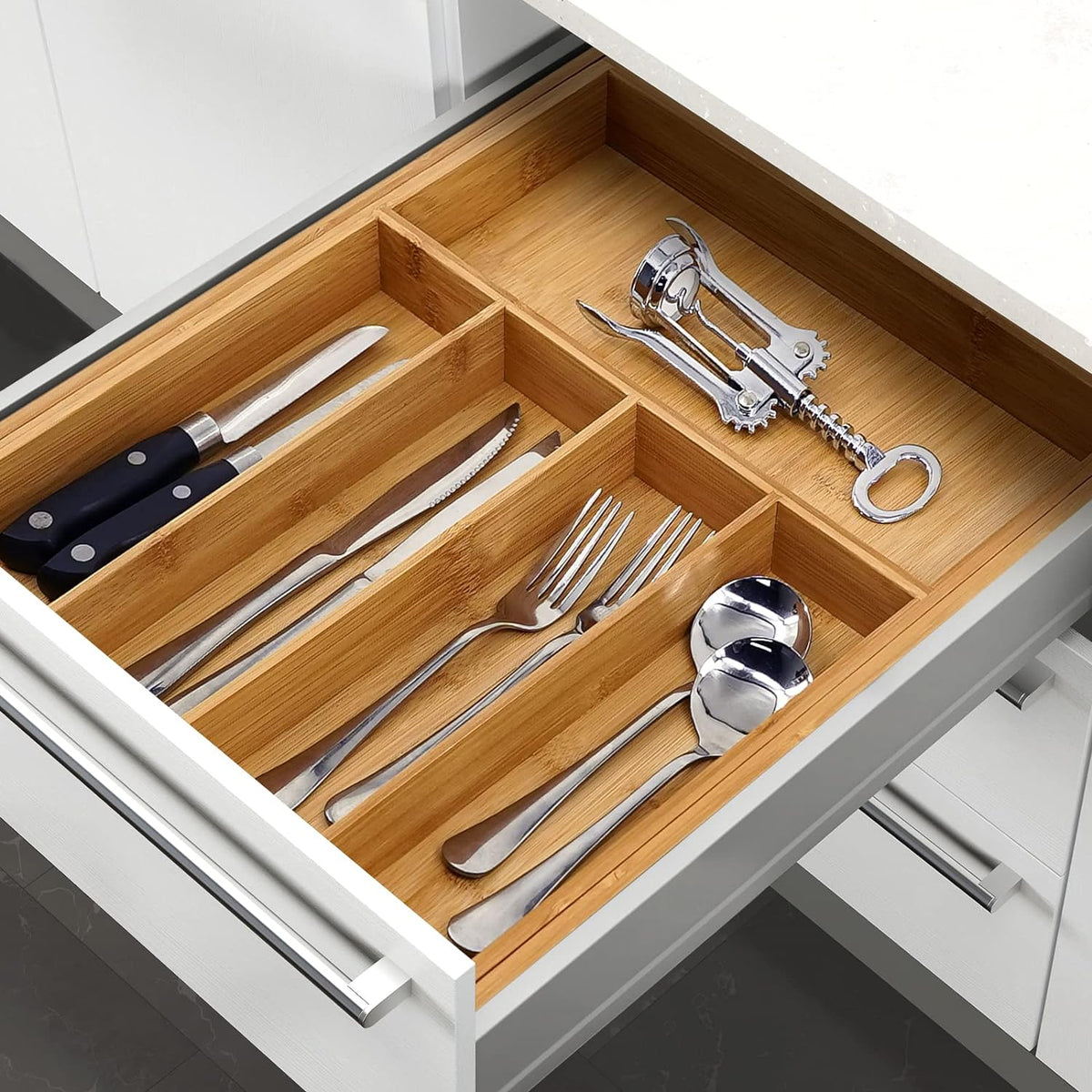 VaeFae Bamboo Drawer Organizer, Large, Natural